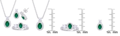 Macy's Simulated Emerald Oval Halo 3 Piece, Pendant, Earrings and Ring, Set in Silver Plate
